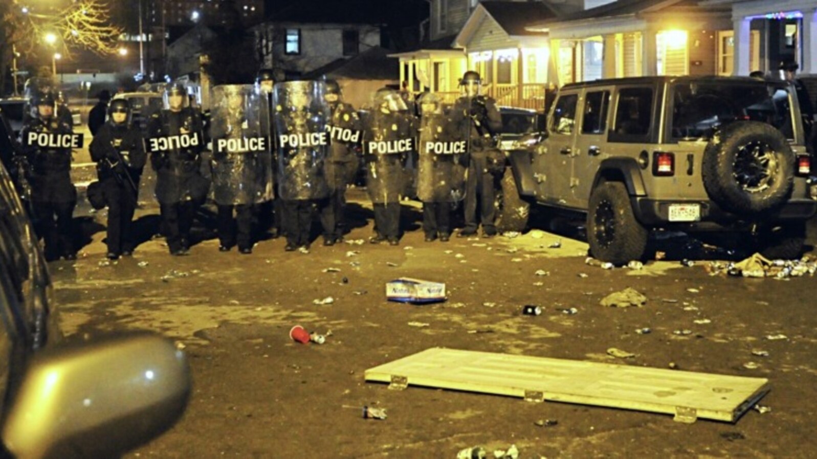 When students at the University of Dayton in Ohio took to the streets to protest the university’s closure to slow the spread of the COVID-19 virus, they were confronted by Dayton police. (Courtesy of @FlyerNews)