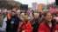 Crowds of people attend a rally before the Women’s March, studded with celebrities and lawmakers, in Washington, D.C., Jan. 21, 2017. (E. Sarai/VOA)