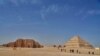 Egyptian Prime Minister Mustafa Madbouly, Egyptian minister of Tourism and Antiquities Khaled El-Anany, and Egyptian Housing Minister Assem Elgazar inaugurate the Djoser Pyramid after the completion of its restoration. (H. Elrasam/VOA)