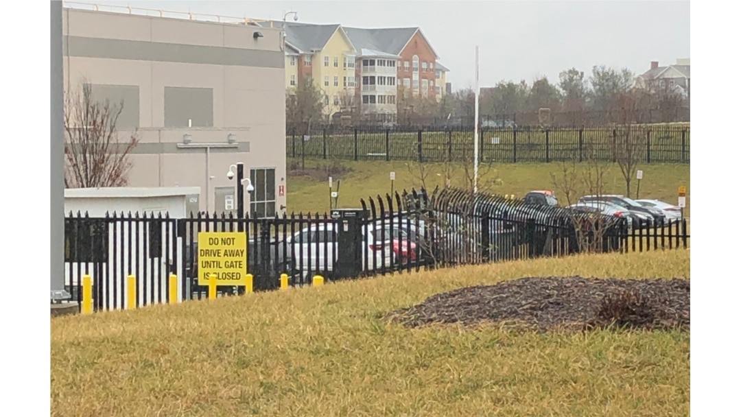 An Amazon data center across the street from a residential community in the town of Ashburn in Loudoun County, Virginia.