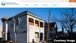 A screenshot of The National Trust for Historic Preservation's website shows the LULAC Council 60 Clubhouse in Houston that remains damaged a month after Hurricane Harvey inflicted more harm to the aging building. (Courtesy: The National Trust for Historic Preservation)