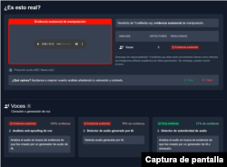Captura del análisis realizado por la plataforma TrueMedia.