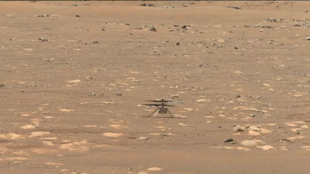 NASA’s Ingenuity helicopter Begins a Slow Spin Test of its Blades, April 8, 2021 (Credit: NASA)