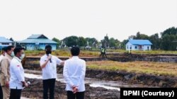 Presiden Jokowi meninjau pengembangan lumbung pangan nasional di Kabupaten Kapuas, Kalimantan Tengah Kamis, 9 Juli 2020. (Foto: Courtesy/BPMI)