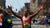 Meb Keflezighi of the U.S. reacts as he wins the men&#39;s division at the 118th running of the Boston Marathon in Boston, Mass., April 21, 2014.