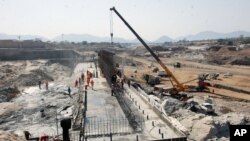 The construction of the dam in Asosa region Ethiopia, Apr. 2, 2013. Ethiopia started to divert the flow of the Blue Nile river to construct a giant dam, according to its state media, in a move that could impact the Nile-dependent Egypt.