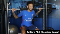 Neymar à l'entraînement dès son retour au Paris Saint-Germain, le 5 mai 2018. (Twitter/PSG)