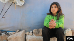 Eleven-year-old Tasnim Hasan and her family fled their home a year ago on March 3, 2021 in Idlib, Syria. (Mohammad Daboul/VOA)