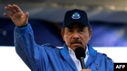 El presidente de Nicaragua, Daniel Ortega, habla durante la conmemoración del 51 aniversario de la campaña guerrillera Pancasana en Managua, el 29 de agosto de 2018.