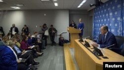 Russian Foreign Minister Sergei Lavrov addresses the media during the United Nations General Assembly at the United Nations in Manhattan, New York, Oct. 1, 2015. (REUTERS/Andrew Kelly)