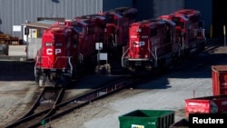 FILE - The Canadian Pacific railyard is pictured in Port Coquitlam, British Columbia, Feb. 15, 2015.