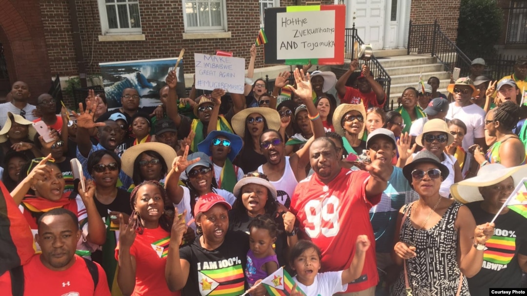 Protesters at the Zimbabwe Embassy in USA.