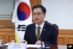 South Korea's acting President Choi Sang-mok speaks during the National Security Council at the government complex building in Seoul, South Korea, Friday, Dec. 27, 2024. (Hong Hae-in/Yonhap via AP)