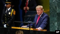 دونالد ترمپ، رییس‌جمهور امریکا،حین سخنرانی در هشتادو یکمین مجمع عمومی سازمان ملل متحد