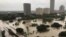Flooded downtown is seen from a high rise along Buffalo Bayou after Hurricane Harvey inundated the Texas Gulf coast with rain causing widespread flooding, in Houston, Texas, Aug. 27, 2017, in this picture from social media. 