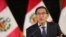 Peru's President Martin Vizcarra addresses the nation, as he announces he was dissolving Congress, at the government palace in Lima, Peru, Sept. 30, 2019. 