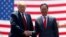 FILE - U.S. President Donald Trump shakes hands with Foxconn Chairman Terry Gou during a groundbreaking at Foxconn's new site in Mount Pleasant, Wis., June 28, 2018.