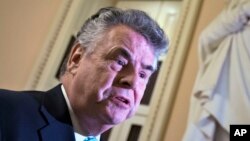 Rep. Peter King speaks to reporters at the Capitol in Washington, January 14, 2013.