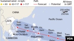 Gambar prakiraan cuaca daerah yang akan terkena hantaman topan Haiyan (Foto: dok/Joint Thypoon Warning Centre).