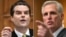 Dân biểu Cộng hòa Matt Gaetz (trái) khởi động cuộc bỏ phiếu phế truất Chủ tịch Hạ viện Kevin McCarthy (phải), cũng thuộc đảng Cộng hòa.