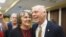 FILE -Greg Gianforte receives congratulations from a supporter, March 6, 2017, in Helena, Mont., after winning the Republican nomination for Montana's special election for U.S. House. The technology entrepreneur defeated Democratic nominee Rob Quist in the May 25 election. 