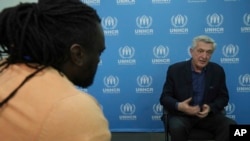 FILE — United Nations High Commissioner for Refugees chief Filippo Grandi speaks to during an interview with the Associated Press in Nairobi, Kenya, on February 5, 2024.