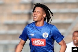 FILE—Supersport United's Luke Fleurs in action during the DStv Premiership match between Supersport United and Richards Bay at the Lucas Moripe Stadium, Atteridgeville, South Africa, on January 22, 2023.