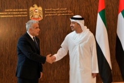 야이르 라피드 이스라엘 외무장관이 29일 아부다비를 방문해 아흐메드 알리 알사이그 UAE 외무장관과 만났다.