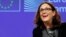 European Trade Commissioner Cecilia Malmstrom holds a news conference at the EU Commission headquarters in Brussels, Belgium, Nov. 9, 2016.