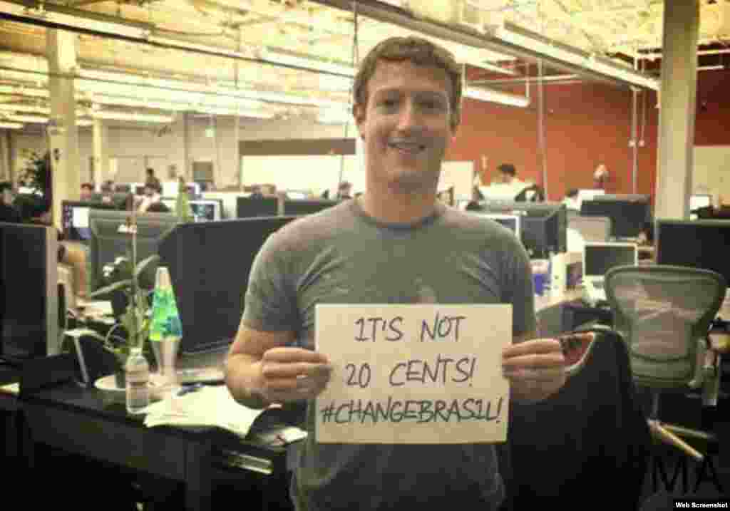 Mark Zuckerberg, fundador do Facebook, também demonstra o seu apoio a causa dos brasileiros.