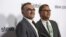 Director of the movie Danny Boyle (L) poses with writer Aaron Sorkin at an industry screening of "Steve Jobs" at the Academy of Motion Picture Arts and Sciences in Beverly Hills, California, Oct. 8, 2015. 