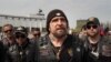 RUSSIA -- Leader of the Night Wolves Russian motorcycle club Aleksandr Zaldostanov aka "Khirurg" (Surgeon) speaks before the start of their motorcycle race from Moscow to Berlin 'Victory Roads to Berlin 2019' in Moscow, April 26, 2019