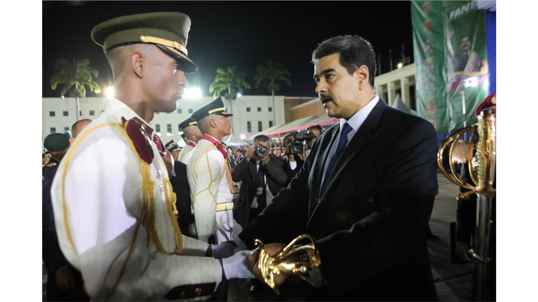 Venezuela's President Nicolas Maduro takes part in a military graduation ceremony in Caracas, July 8, 2019.