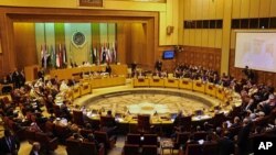 FILE - Arab foreign ministers attend an emergency Arab League session in Cairo, Egypt, Jan. 20, 2106. The Arab League has formally branded Lebanon’s militant Hezbollah group a terrorist organization.