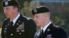 FILE - Army Sgt. Bowe Bergdahl, right, arrives for a pretrial hearing at Fort Bragg, N.C., with his defense counsel, Lt. Col. Franklin D. Rosenblatt, Jan. 12, 2016.