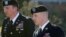 FILE - Army Sgt. Bowe Bergdahl, right, arrives for a pretrial hearing at Fort Bragg, N.C., with his defense counsel Lt. Col. Franklin D. Rosenblatt.