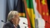 FILE - Secretary-General of the United Nations Antonio Guterres talks at a press conference during the 2023 BRICS Summit at the Sandton Convention Centre in Johannesburg on August 24, 2023.