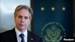 FILE PHOTO: U.S. Secretary of State Antony Blinken speaks during a ceremony to name the State Department cafeteria after Ambassador Terence A. Todman, in Washington