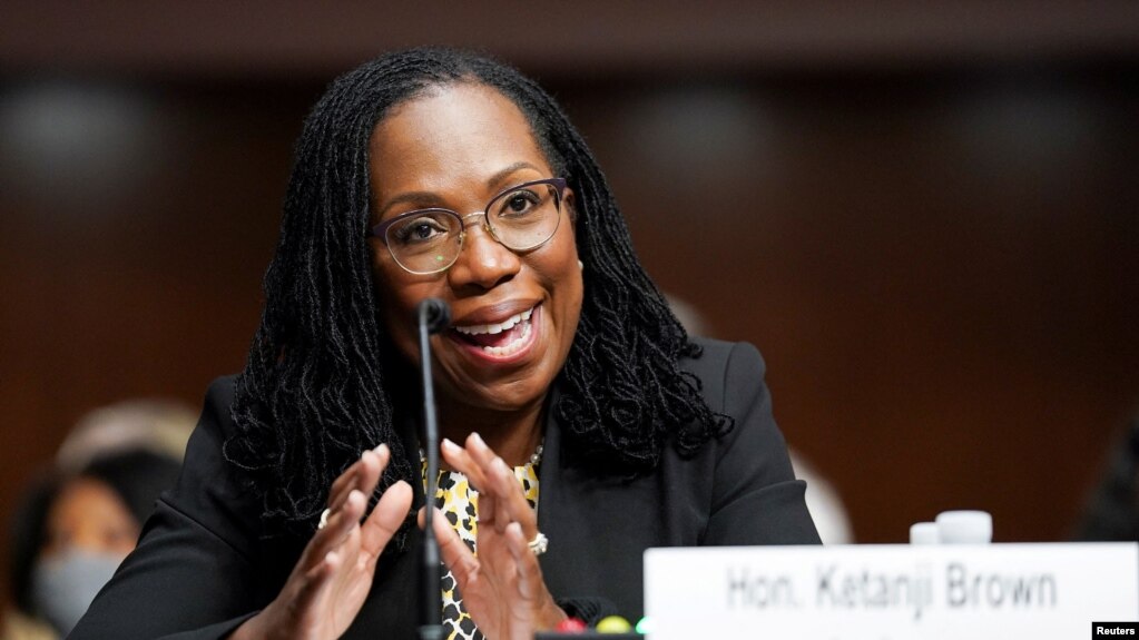 Le juge Ketanji Brown Jackson, lors d'une audience de la commission judiciaire du Sénat sur les nominations judiciaires, au Capitole, à Washington, le 28 avril 2021. 