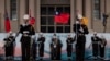 资料照片：台湾总统府公布的照片显示军人在台北举行升旗仪式。(2023年1月1日)