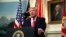President Donald Trump speaks in the Diplomatic Room of the White House in Washington, Oct. 27, 2019.