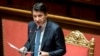 Le premier ministre italien Giuseppe Conte informant le Sénat sur la situation du coronavirus, à Rome, le 26 mars 2020. (AP Photo)