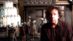 Tim Burton on the set of "Corpse Bride"
