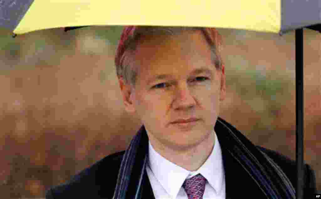 WikiLeaks founder Julian Assange arrives at Belmarsh Magistrates' Court in London, Friday, Feb. 11.  Assange is wanted for questioning in Sweden on sex crimes allegations stemming from a visit he paid to the Scandinavian country last summer. (AP Photo/Mat