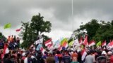 Aksi Demo Pekerja Freeport yang Dilakukan Awal Juni Lalu (Courtesy Serikat Pekerja Freeport)