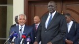 FILE- Dafallah Al-Haj Ali, special envoy for Sudan's Army Chief Abdel Fattah al-Burhan, attends a press conference with South Sudan's Foreign Minister Deng Dau Deng, (front left) after a meeting in Juba, South Sudan May 8, 2023.