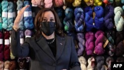 Wakil Presiden AS Kamala Harris berbicara di Fibre Space, 3 Maret 2021. 