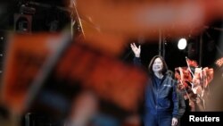Taiwan President Tsai Ing-wen attends a campaign rally ahead of the presidential election in Taipei, Taiwan, Dec. 21, 2019. 