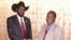 President of South Sudan Salva Kiir and VOA South Sudan in Focus host John Tanza at UN on Saturday, September 24,2011
