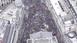 Aerial View of Climate Protesters in London